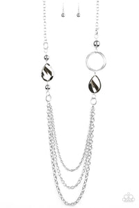 Paparazzi "Rebels Have More Fun" Silver Necklace & Earring Set Paparazzi Jewelry