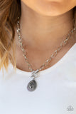 Paparazzi VINTAGE VAULT "Sheen Queen" Silver Necklace & Earring Set Paparazzi Jewelry