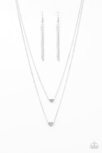 Paparazzi "Little Valentine" Silver Necklace & Earring Set Paparazzi Jewelry