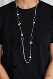 Paparazzi VINTAGE VAULT "Pageant Princess" Silver Necklace & Earring Set Paparazzi Jewelry