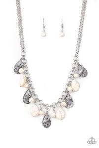 Paparazzi VINTAGE VAULT "Terra Tranquility" White Necklace & Earring Set Paparazzi Jewelry