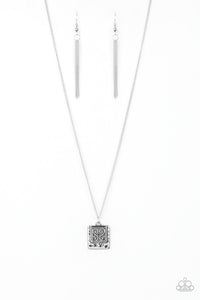 Paparazzi "Back To Square One" Silver Necklace & Earring Set Paparazzi Jewelry