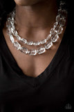 Paparazzi VINTAGE VAULT "Ice Bank" White Necklace & Earring Set Paparazzi Jewelry