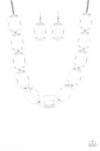 Paparazzi VINTAGE VAULT "The ICE President" White Necklace & Earring Set Paparazzi Jewelry