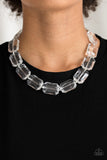 Paparazzi VINTAGE VAULT "The ICE President" White Necklace & Earring Set Paparazzi Jewelry