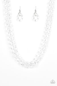 Paparazzi VINTAGE VAULT "Put it on Ice" White Necklace & Earring Set Paparazzi Jewelry