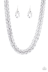 Paparazzi VINTAGE VAULT "Put it on Ice" Silver Necklace & Earring Set Paparazzi Jewelry