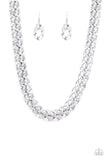 Paparazzi VINTAGE VAULT "Put it on Ice" Silver Necklace & Earring Set Paparazzi Jewelry