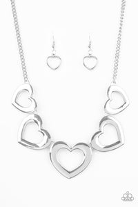 Paparazzi "Hearty Hearts" Silver Necklace & Earring Set Paparazzi Jewelry