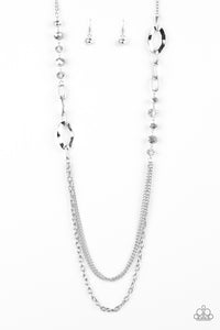 Paparazzi VINTAGE VAULT "Modern Girl Glam" Silver Necklace & Earring Set Paparazzi Jewelry