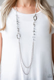 Paparazzi VINTAGE VAULT "Modern Girl Glam" Silver Necklace & Earring Set Paparazzi Jewelry