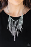 Paparazzi "First Class Fringe" Silver Necklace & Earring Set Paparazzi Jewelry