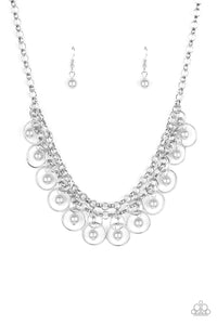 Paparazzi VINTAGE VAULT "Party Time" Silver Necklace & Earring Set Paparazzi Jewelry