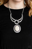 Paparazzi "Divide and RULER" White Necklace & Earring Set Paparazzi Jewelry