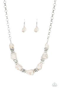 Paparazzi "Stunningly Stone Age" White Necklace & Earring Set Paparazzi Jewelry