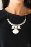 Paparazzi "Commander in CHIEFETTE" White Necklace & Earring Set Paparazzi Jewelry