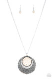 Paparazzi "Medallion Meadow" White Necklace & Earring Set Paparazzi Jewelry