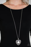 Paparazzi VINTAGE VAULT "One Heart" White Necklace & Earring Set Paparazzi Jewelry