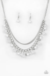 Paparazzi "Wait and SEA" White Necklace & Earring Set Paparazzi Jewelry