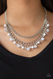 Paparazzi "Wait and SEA" White Necklace & Earring Set Paparazzi Jewelry