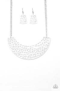 Paparazzi "Powerful Prowl" White Necklace & Earring Set Paparazzi Jewelry