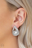 Paparazzi VINTAGE VAULT "Elite Edge" White Clip On Earrings Paparazzi Jewelry