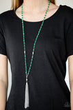 Paparazzi VINTAGE VAULT "Tassel Takeover" Green Necklace & Earring Set Paparazzi Jewelry