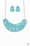 Paparazzi "Powerful Prowl" FASHION FIX EXCLUSIVE Blue Necklace & Earring Set Paparazzi Jewelry