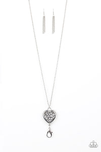 Paparazzi "For The Love" Silver Lanyard Necklace & Earring Set Paparazzi Jewelry