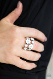 Paparazzi VINTAGE VAULT "Floral Crowns" White Ring Paparazzi Jewelry