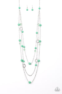 Paparazzi VINTAGE VAULT "Brilliant Bliss" Green Necklace & Earring Set Paparazzi Jewelry