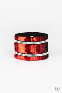 Paparazzi VINTAGE VAULT "MERMAID Service" Red 060XX Silver Wrap Bracelet Paparazzi Jewelry