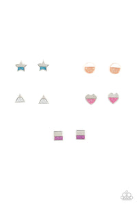 Girl's Starlet Shimmer 228XX Multi Color Rhinestone Star Heart Shape Silver Post Earrings Paparazzi Jewelry