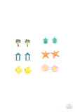 Girl's Starlet Shimmer 10 for 10 Tropical Fish Turtle Palm Tree Hut Starfish Flower Post Earrings Paparazzi Jewelry