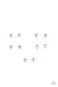 Girl's Starlet Shimmer 247XX Multi Color Rhinestone Flower Silver Post Earrings Paparazzi Jewelry
