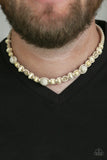 Paparazzi "Shark Baiter" White Lava Stone Wooden Bead Urban Mens Necklace Unisex Paparazzi Jewelry