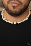 Paparazzi "Swimming With Sharks" White Glassy and Brass Beads Urban Necklace Unisex Paparazzi Jewelry