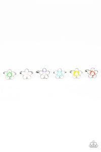 Girl's Starlet Shimmer Set of 5 206XX Multi Color Daisy Flower Green Yellow Purple Pink Blue Rhinestone Rings Paparazzi Jewelry