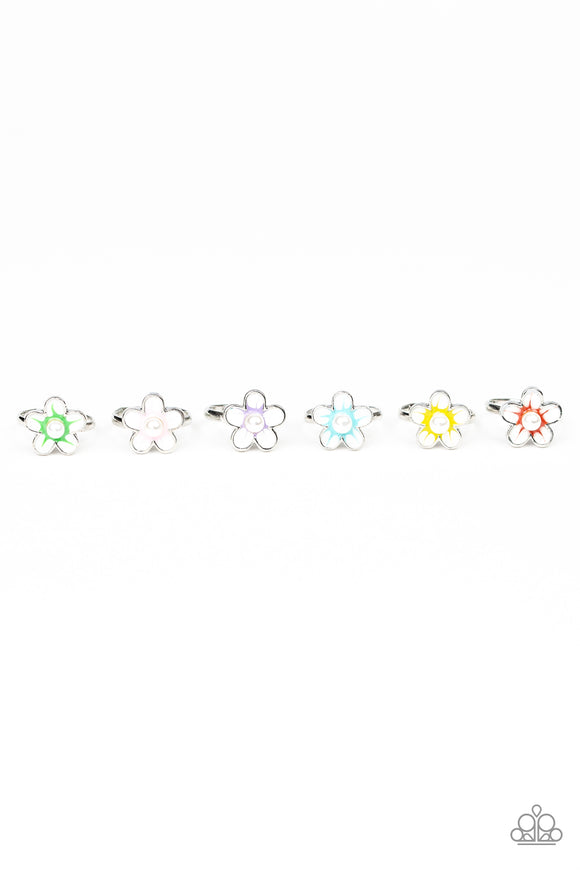 Girl's Starlet Shimmer Set of 5 206XX Multi Color Daisy Flower Green Yellow Purple Pink Blue Rhinestone Rings Paparazzi Jewelry