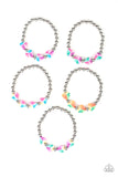 Girl's Starlet Shimmer Multi Color Heart Silver Bead Valentine 175XX Set of 5 Bracelets Paparazzi Jewelry
