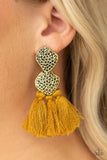 Paparazzi "Tenacious Tassel" Yellow Post Earrings Paparazzi Jewelry