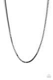 Paparazzi "Boxed In" Black Gunmetal Box Chain Mens Necklace Unisex Paparazzi Jewelry