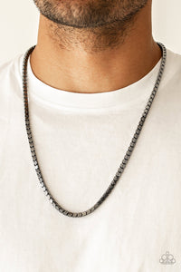 Paparazzi "Boxed In" Black Gunmetal Box Chain Mens Necklace Unisex Paparazzi Jewelry