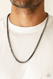 Paparazzi "Boxed In" Black Gunmetal Box Chain Mens Necklace Unisex Paparazzi Jewelry