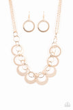 Paparazzi "In Full Orbit" Rose Gold Necklace & Earring Set Paparazzi Jewelry
