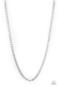 Paparazzi "Boxed In" Silver Mens Necklace Unisex Paparazzi Jewelry