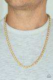 Paparazzi VINTAGE VAULT "Double Dribble" Gold Mens Necklace Unisex Paparazzi Jewelry