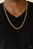Paparazzi VINTAGE VAULT "Instant Replay" Gold Mens Necklace Unisex Paparazzi Jewelry