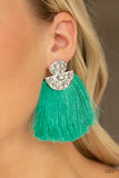 Paparazzi VINTAGE VAULT "Make Some PLUME" Green Post Earrings Paparazzi Jewelry