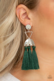 Paparazzi "Tassel Trippin" Green Post Earrings Paparazzi Jewelry
